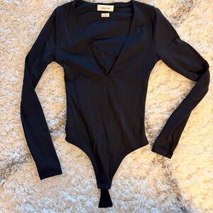 Aritzia Black V-Neck Bodysuit